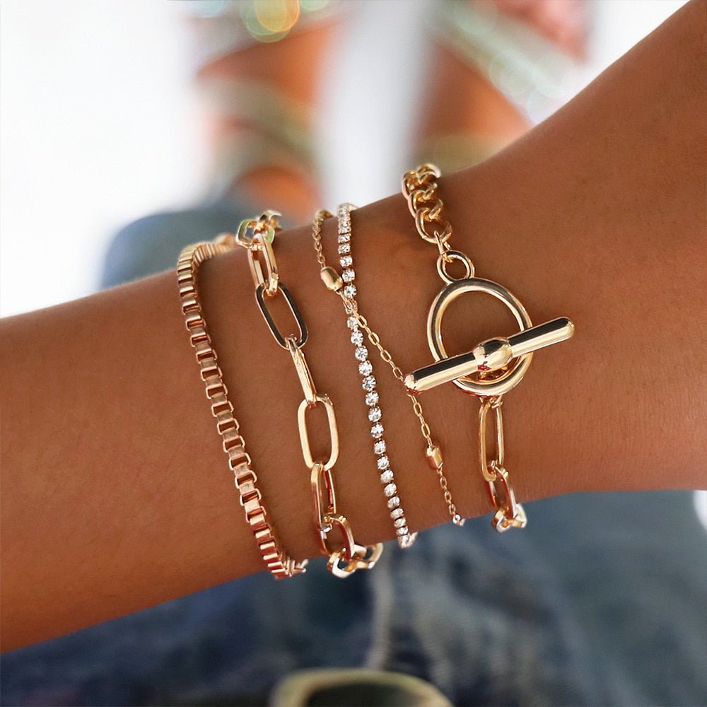 WUKALO Bohemian Gold Color Tassel Angel Bracelets for Women Boho Jewelry Geometric Layered Pearl Hand Chain Charm Bracelet Set | 0 | Tage-Active
