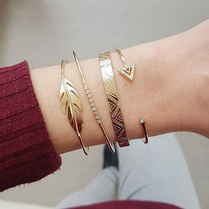 WUKALO Bohemian Gold Color Tassel Angel Bracelets for Women Boho Jewelry Geometric Layered Pearl Hand Chain Charm Bracelet Set | 0 | Tage-Active