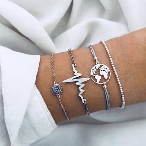 WUKALO Bohemian Gold Color Tassel Angel Bracelets for Women Boho Jewelry Geometric Layered Pearl Hand Chain Charm Bracelet Set | 0 | Tage-Active