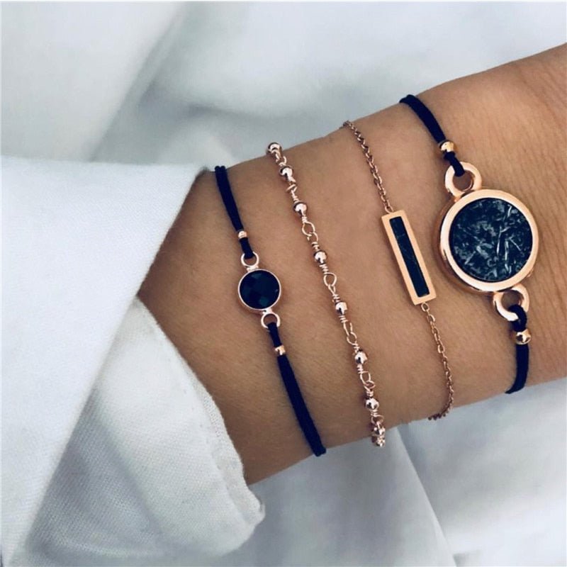 WUKALO Bohemian Gold Color Tassel Angel Bracelets for Women Boho Jewelry Geometric Layered Pearl Hand Chain Charm Bracelet Set | 0 | Tage-Active
