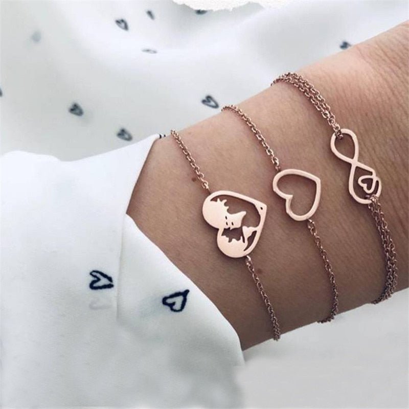 WUKALO Bohemian Gold Color Tassel Angel Bracelets for Women Boho Jewelry Geometric Layered Pearl Hand Chain Charm Bracelet Set | 0 | Tage-Active