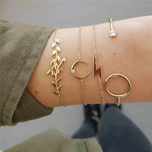 WUKALO Bohemian Gold Color Tassel Angel Bracelets for Women Boho Jewelry Geometric Layered Pearl Hand Chain Charm Bracelet Set | 0 | Tage-Active